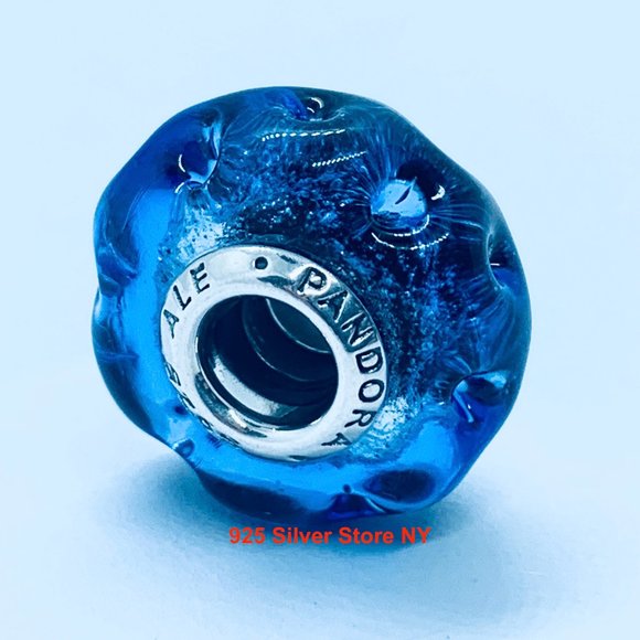 Wavy Dark Blue Murano Glass Ocean Charm Wavy Dark Blue Murano Glass Ocean Charm